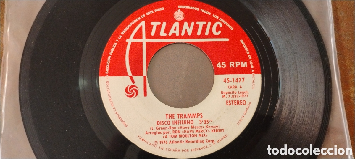 Discos de vinilo: THE TRAMMPS-DISCO INFERNO-SINGLE-ATLANTIC/SPAIN-KSA