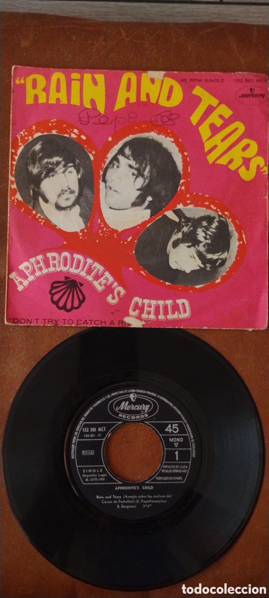Discos de vinilo: APHRODITE'S CHILD-RAIN AND TEARS-SINGLE-MERCURY/SPAIN-KSA