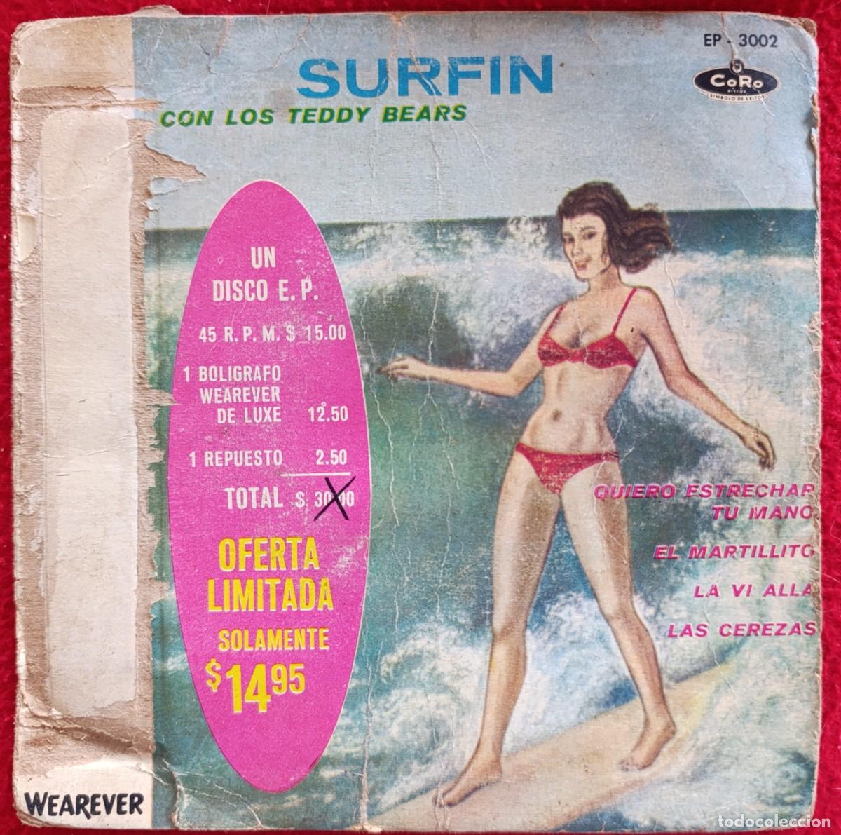 Discos de vinilo: LOS TEDDY BEARS -SURFIN CON LOS TEDDY BEARS 7&rdquo; EP 1965 MEXICO - BEATLES COVER - SURF ROCK & ROLL