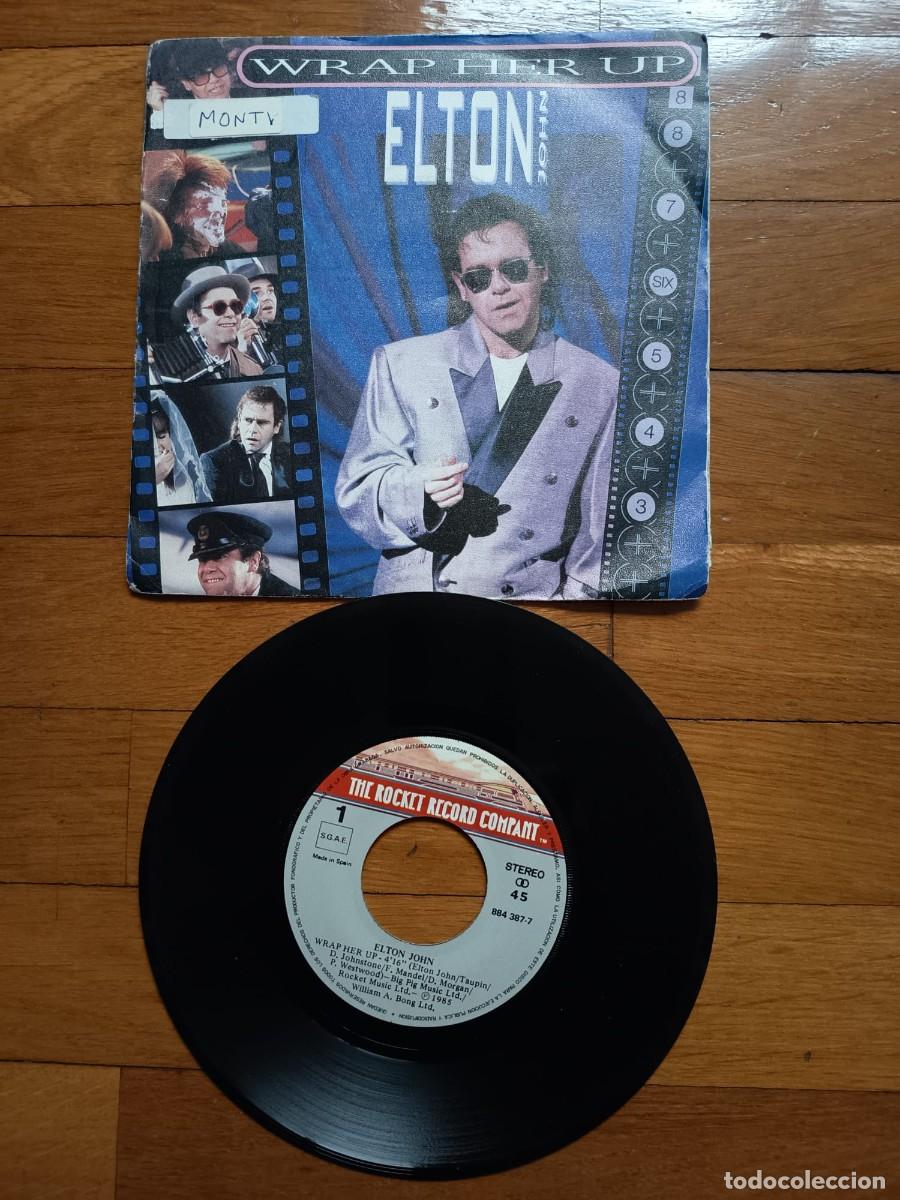 Discos de vinilo: SINGLE - ELTON JOHN - WRAP HER UP - 1986 - Foto 1