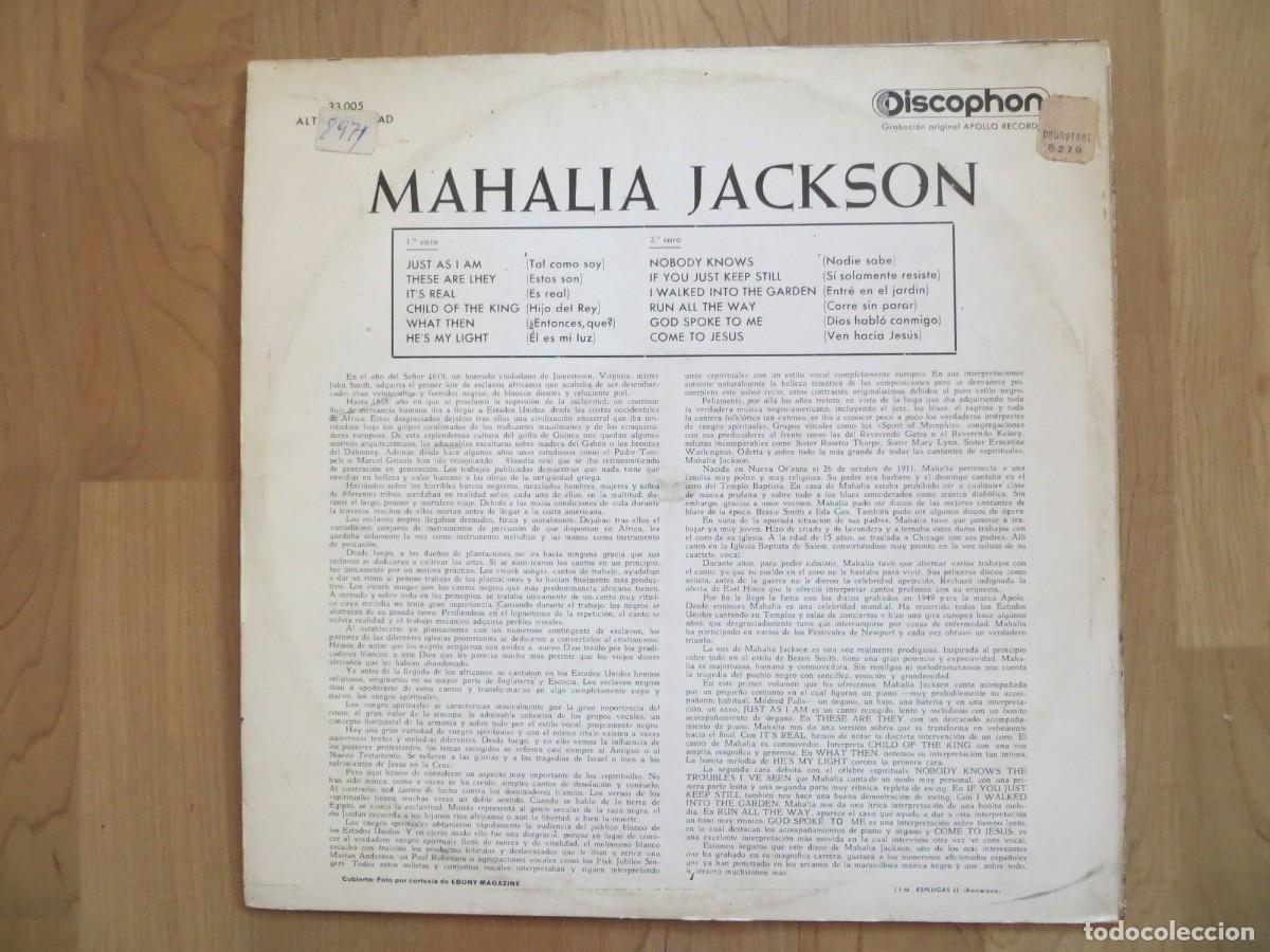 Discos de vinilo: Mahalia Jackson - Mahalia Jackson (LP, Comp) - Foto 2