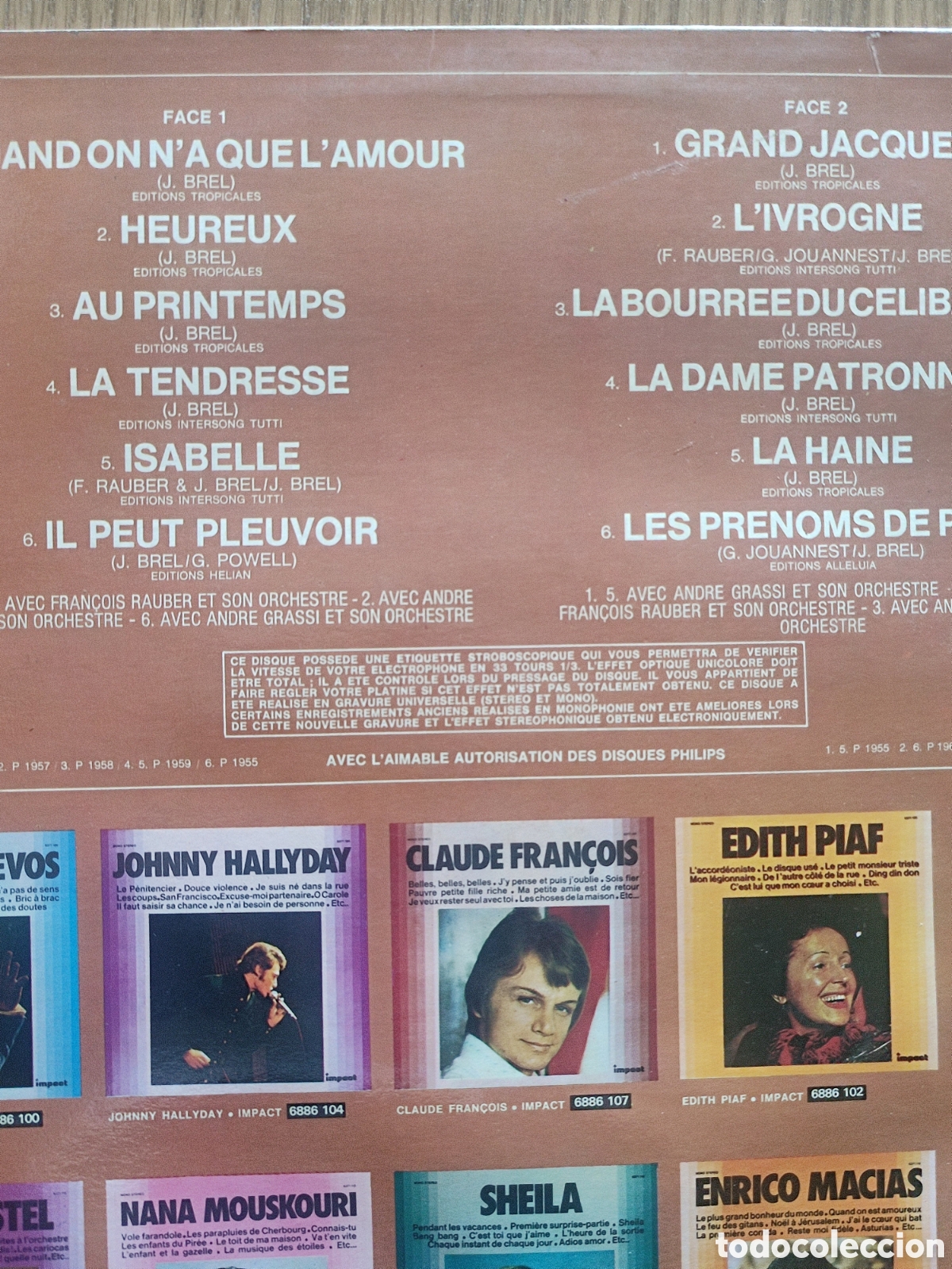 Discos de vinilo: LP JACQES BREL cantautor frances - Foto 2