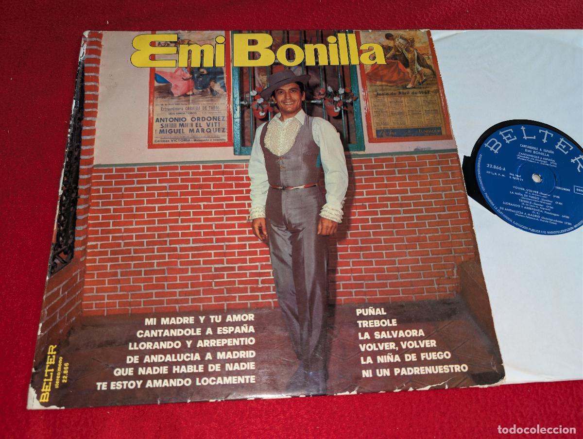 Disques de vinyle: EMI BONILLA Cantandole a Espa&ntilde;a LP 1974 Belter FIRMADO Y DEDICADO por EMI BONILLA