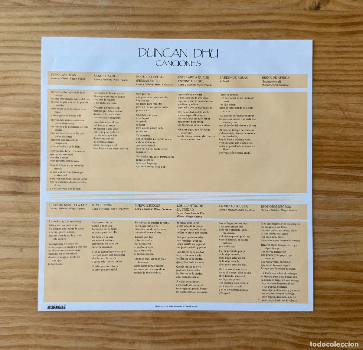 Discos de vinilo: Duncan Dhu &ndash; Canciones. Spain 1986 - Foto 4