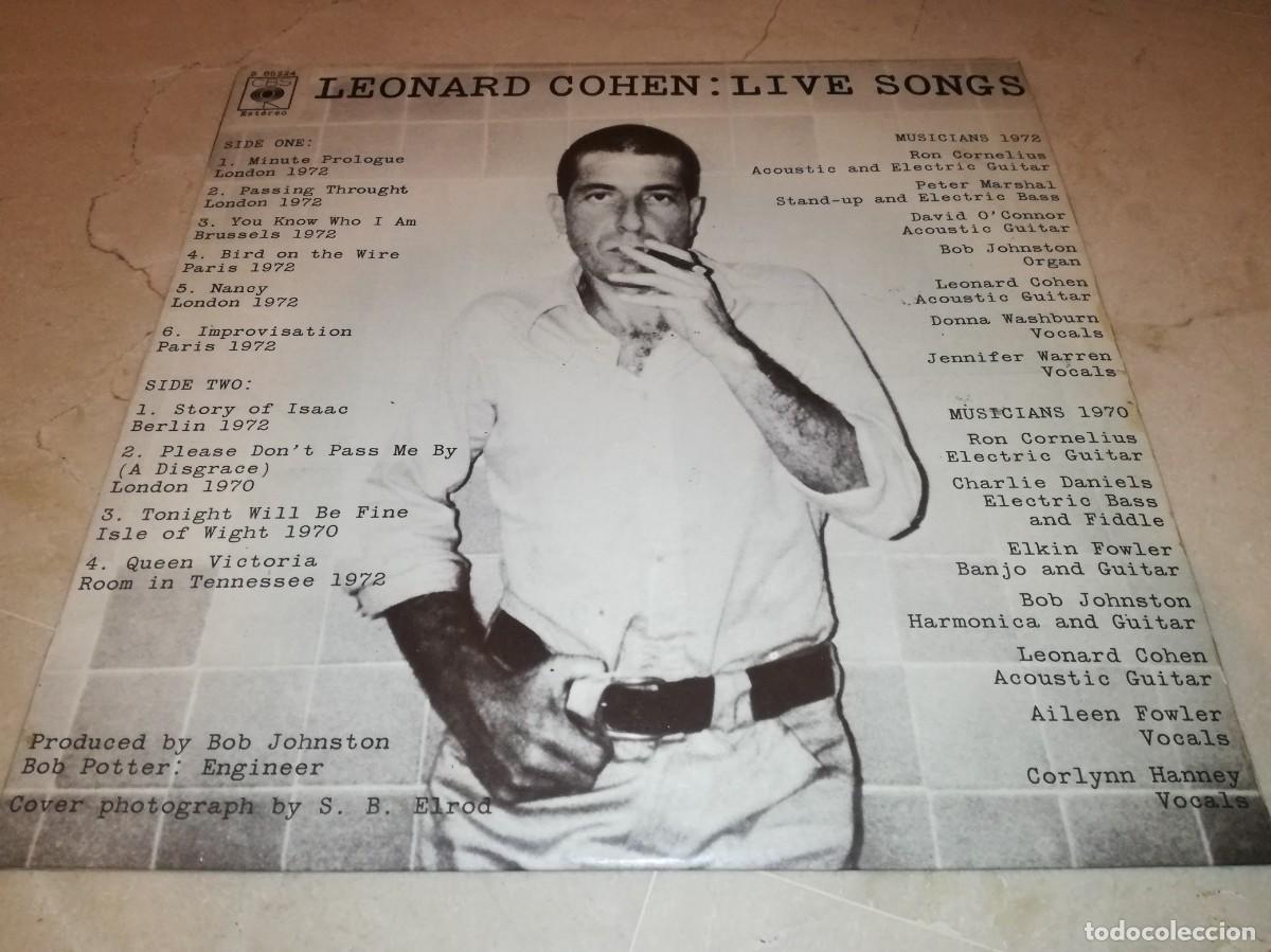 Discos de vinilo: LEONARD COHEN-LIVE SONGS (CANCIONES EN DIRECTO)-EDICI&Oacute;N ESPA&Ntilde;OLA