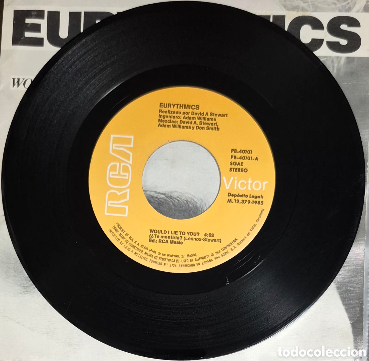 Discos de vinilo: SINGLE - EURYTHMICS - WOULD I LIE TO YOU? - 1985 ESPA&Ntilde;A - Foto 3