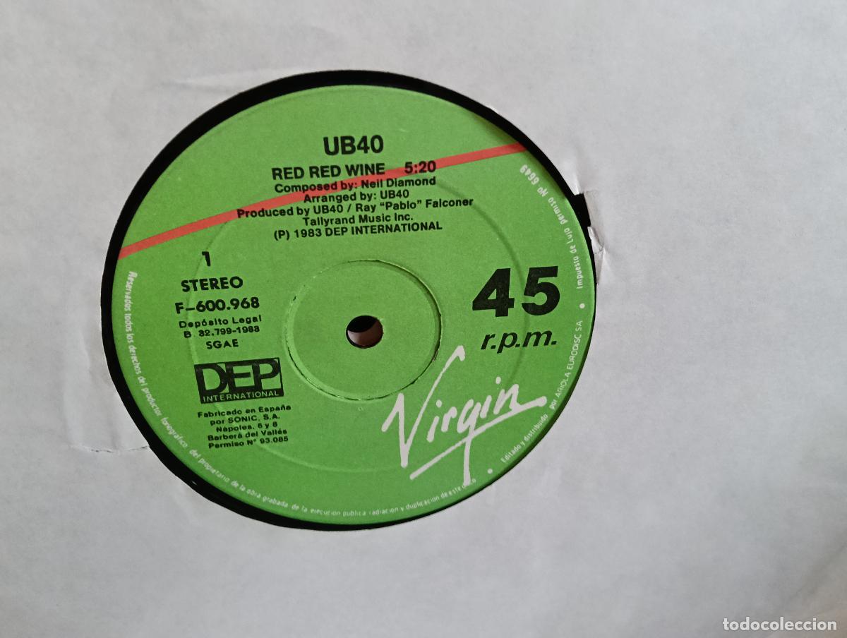 Discos de vinilo: UB40 Red Red Wine Maxi Sin portada Ver titulos y dem&aacute;s informaci&oacute;n en fotos.Pedido m&iacute;nimo 9,00 euros