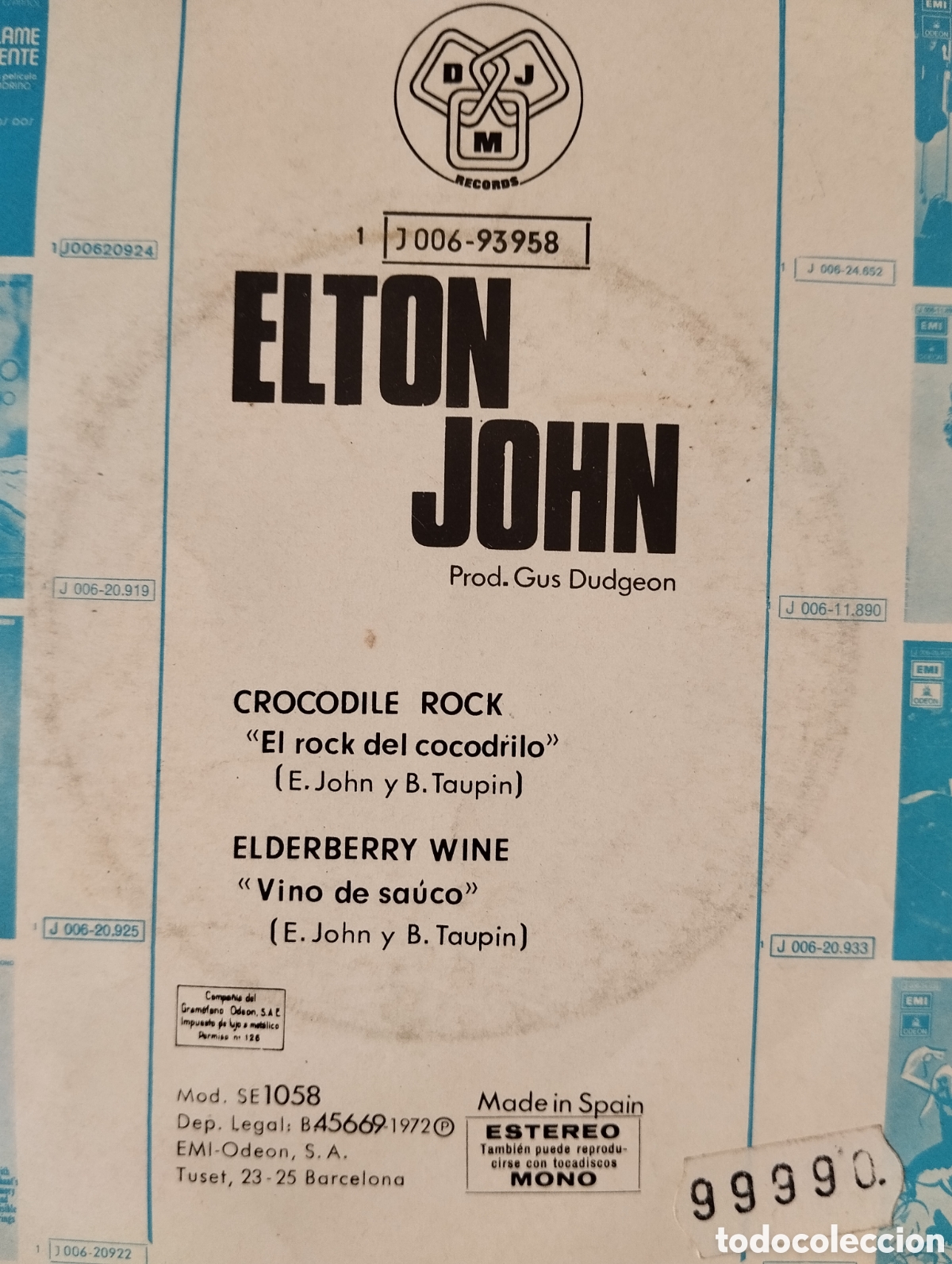Discos de vinilo: Elton John - Crocodile Rock - single - Foto 3