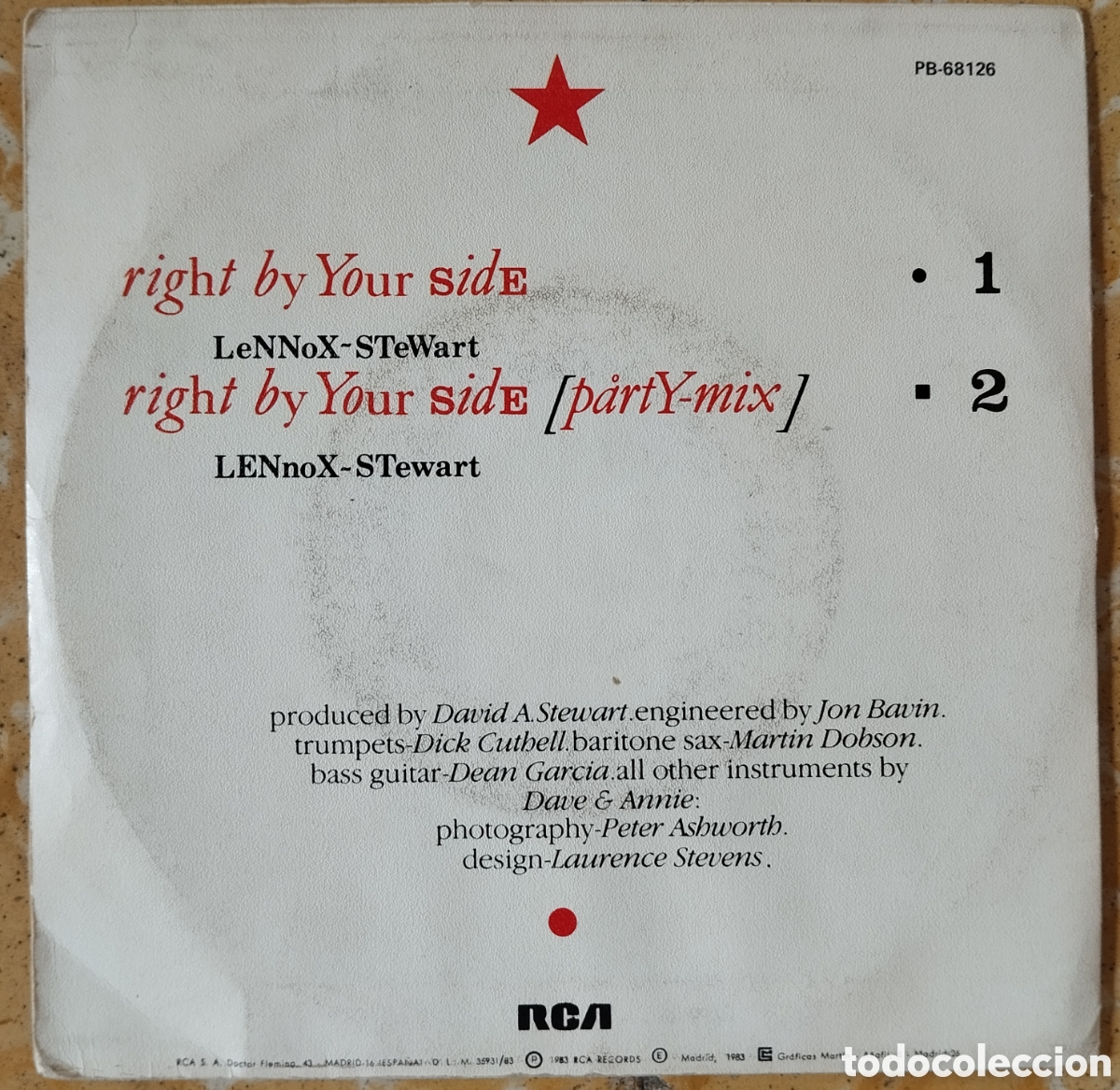Discos de vinilo: Eurytthmics - right by your side - single promo - Foto 2