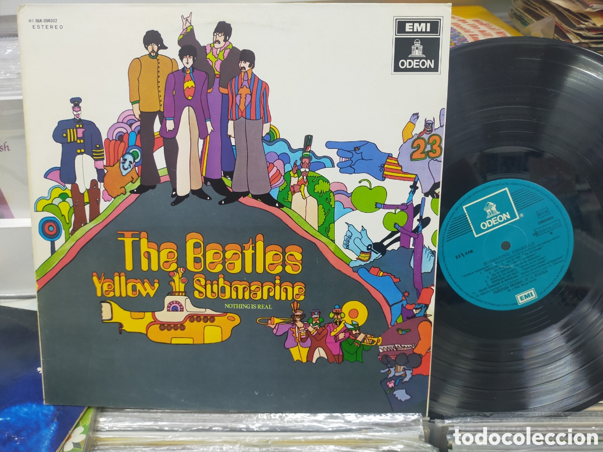 Discos de vinilo: Beatles lp yellow submarine Espa&ntilde;a label azul celeste