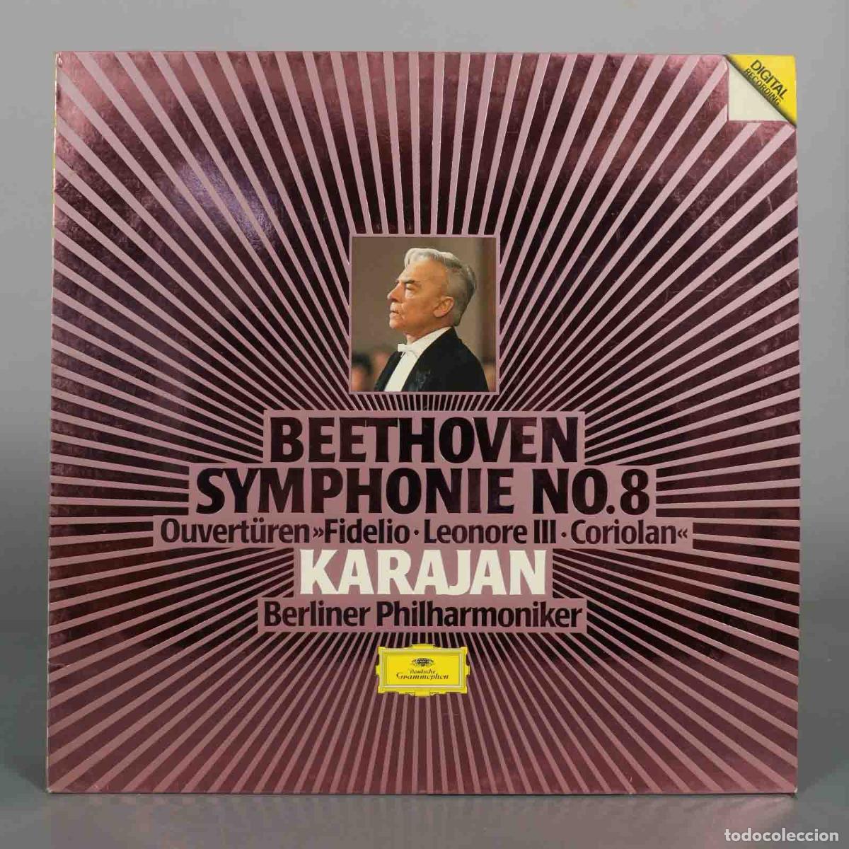 Discos de vinilo: LP. Beethoven Symphonie No. 8 - Ouvert&uuml;ren Fidelio, Leonore III, Coriolan - Karajan,