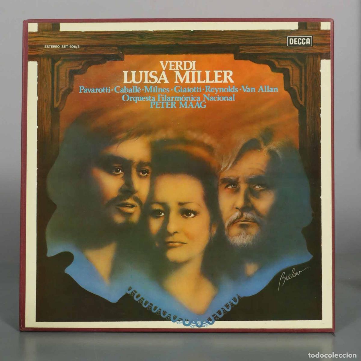 Discos de vinilo: LP. Verdi: Luisa Miller - Montserrat Caball&eacute;, Luciano Pavarotti, Sherrill Milnes, Giaiotti, MAAG