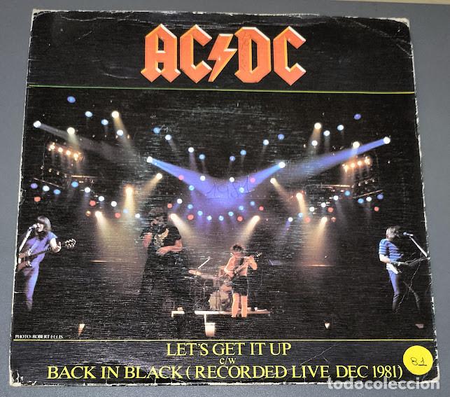 Discos de vinilo: AC/DC &lrm;- Let's Get It Up/Back in Black - 7&rdquo; Single Atlantic &lrm;ref. 45-2163. Ed. espa&ntilde;ola 1982.
