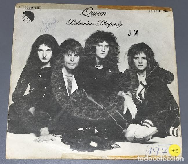 Discos de vinilo: Queen &lrm;- Bohemian Rhapsody - 7&rdquo; Single EMI &lrm;ref. 1 J 006-97.140. Ed. espa&ntilde;ola 1975.
