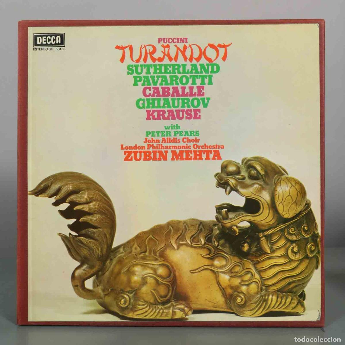 Discos de vinilo: LP. Puccini: Turandot - Joan Sutherland, Luciano Pavarotti, Montserrat Caball&eacute;, Ghiaurov, MEHTA