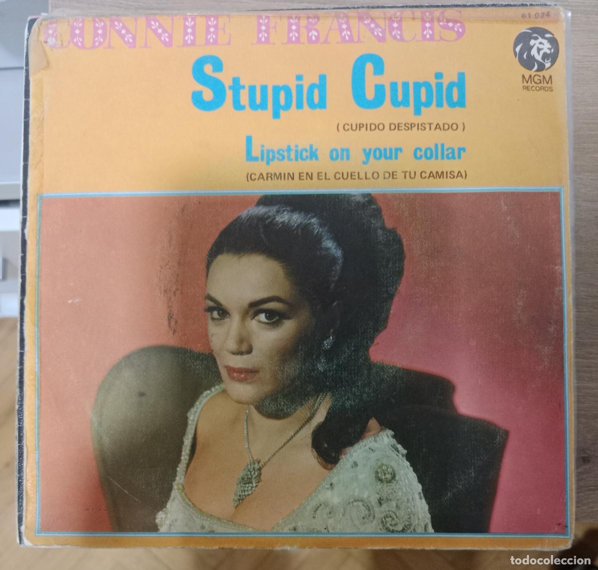 Discos de vinilo: Connie Francis &ndash; Stupid Cupid / Lipstick On Your Collar single Espa&ntilde;a 1968