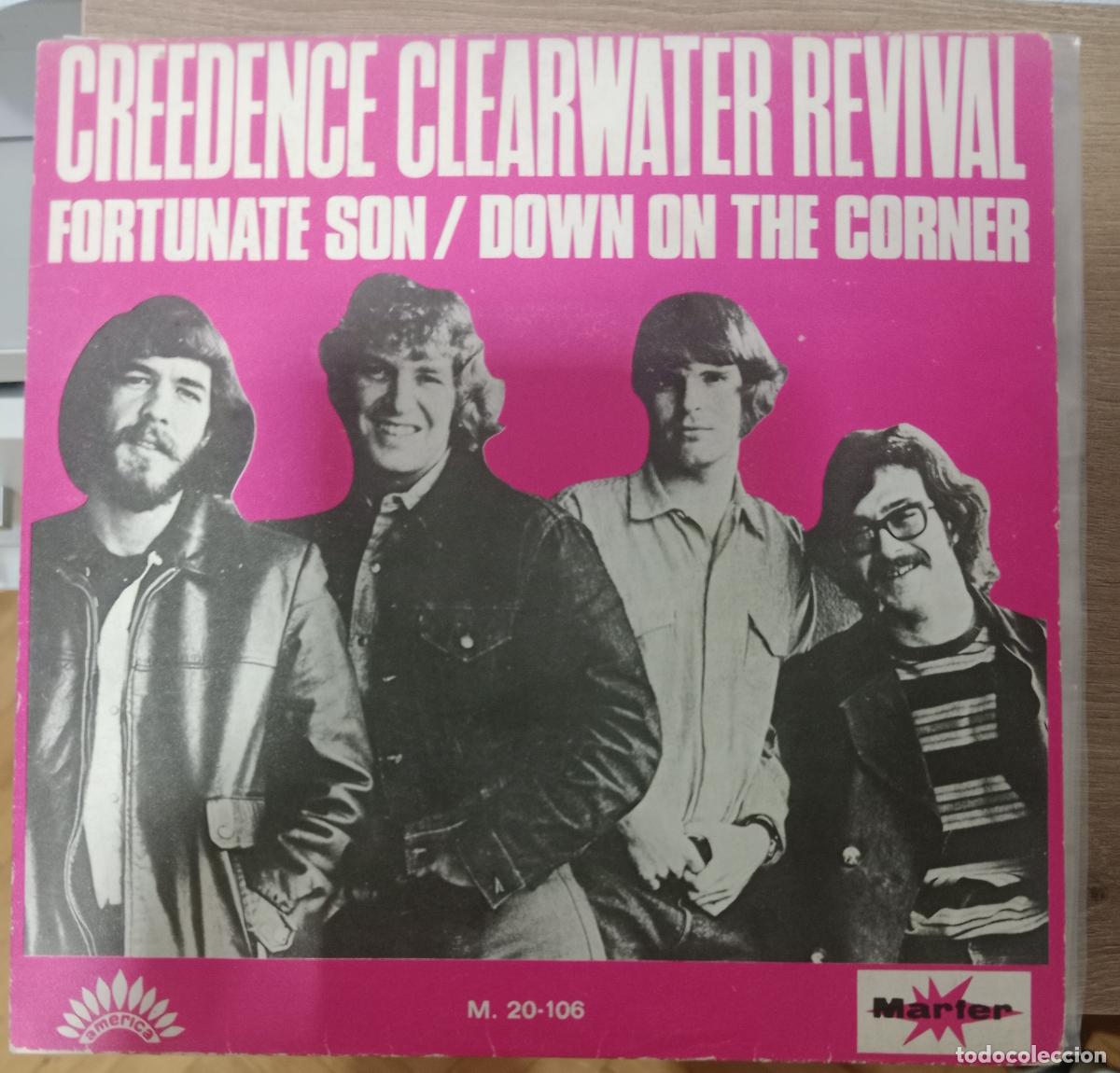 Discos de vinilo: Creedence Clearwater Revival &ndash; Fortunate Son / Down On The Corner single Espa&ntilde;a 1969