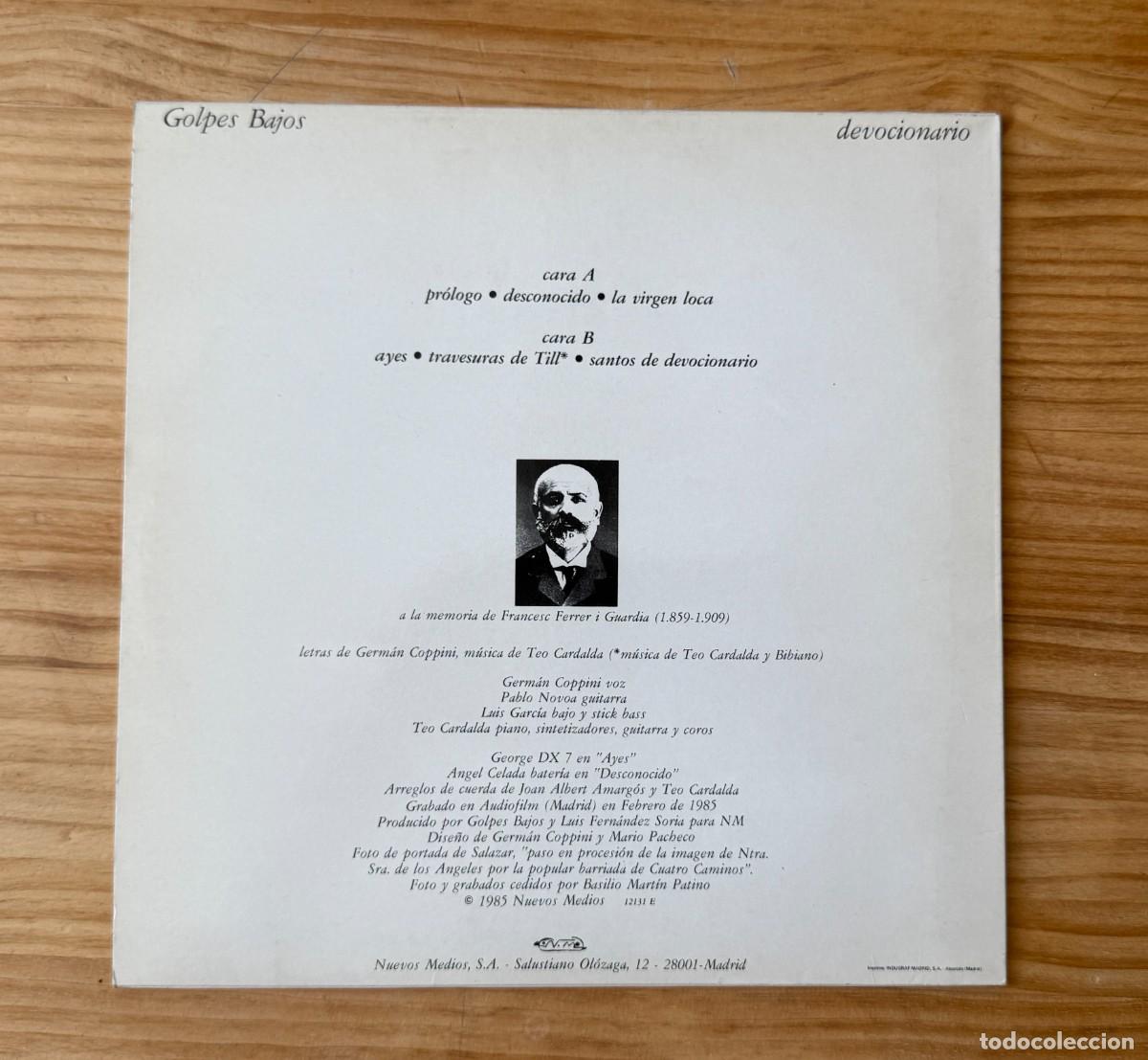 Discos de vinilo: Golpes Bajos &lrm;&ndash; Devocionario. Spain 1985 - Foto 2