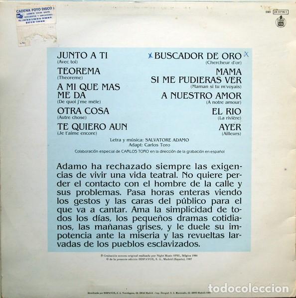 Discos de vinilo: Adamo - Buscador de oro - Foto 2