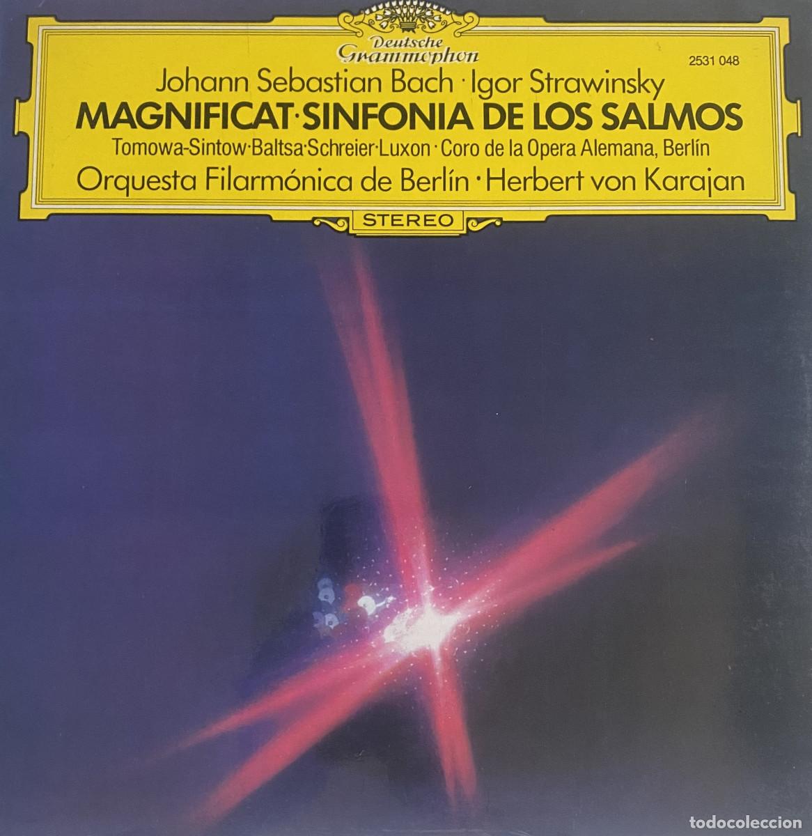 Discos de vinilo: JOHAN SEBASTIAN BACH - MAGNIFICAT - SINFONIA DE LOS SALMOS - VON KARAJAN -DEUTSCHE GRAMMOPHON
