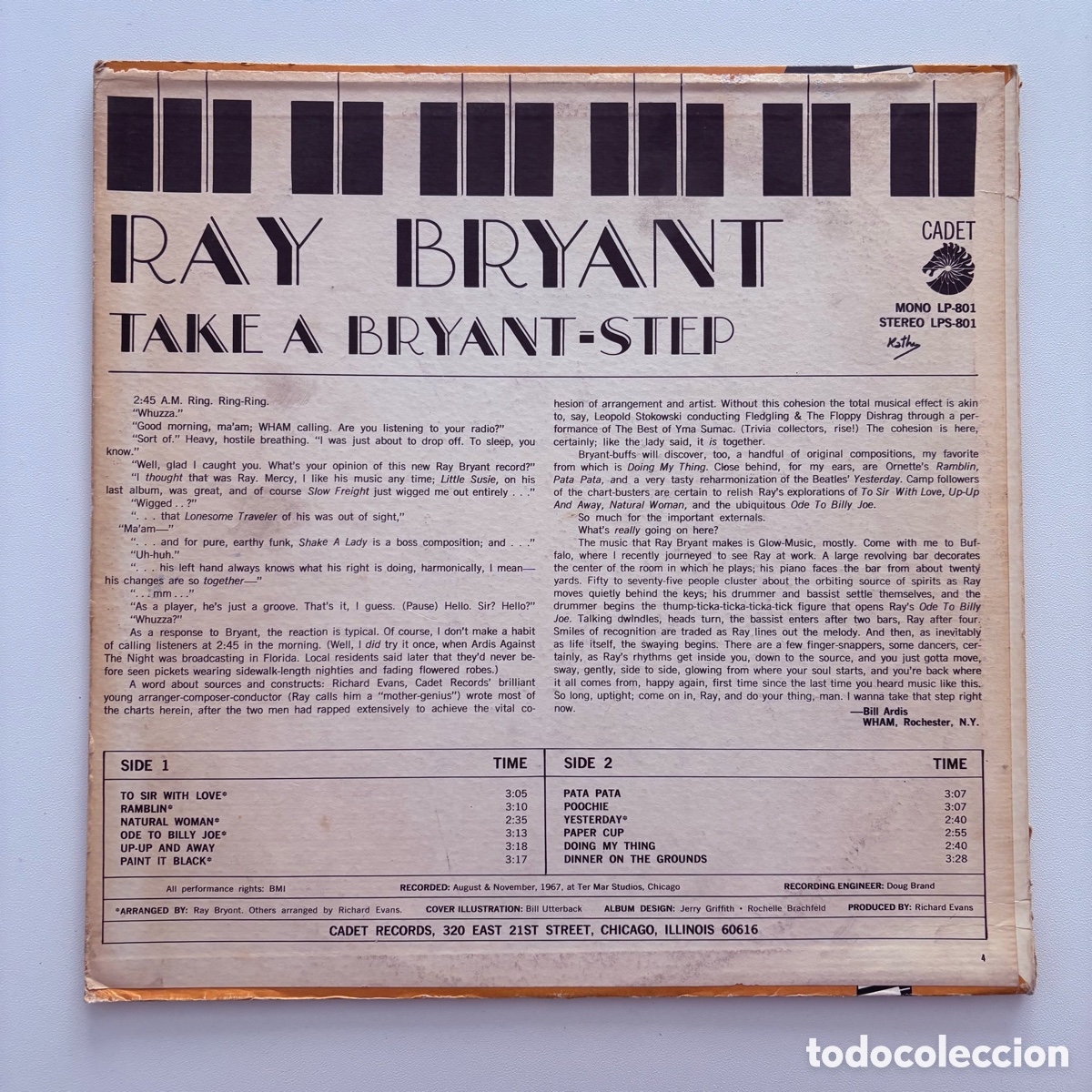 Discos de vinilo: lp Ray Bryant &lrm;&ndash; Take A Bryant-Step edicion USA de 1967 - Foto 2