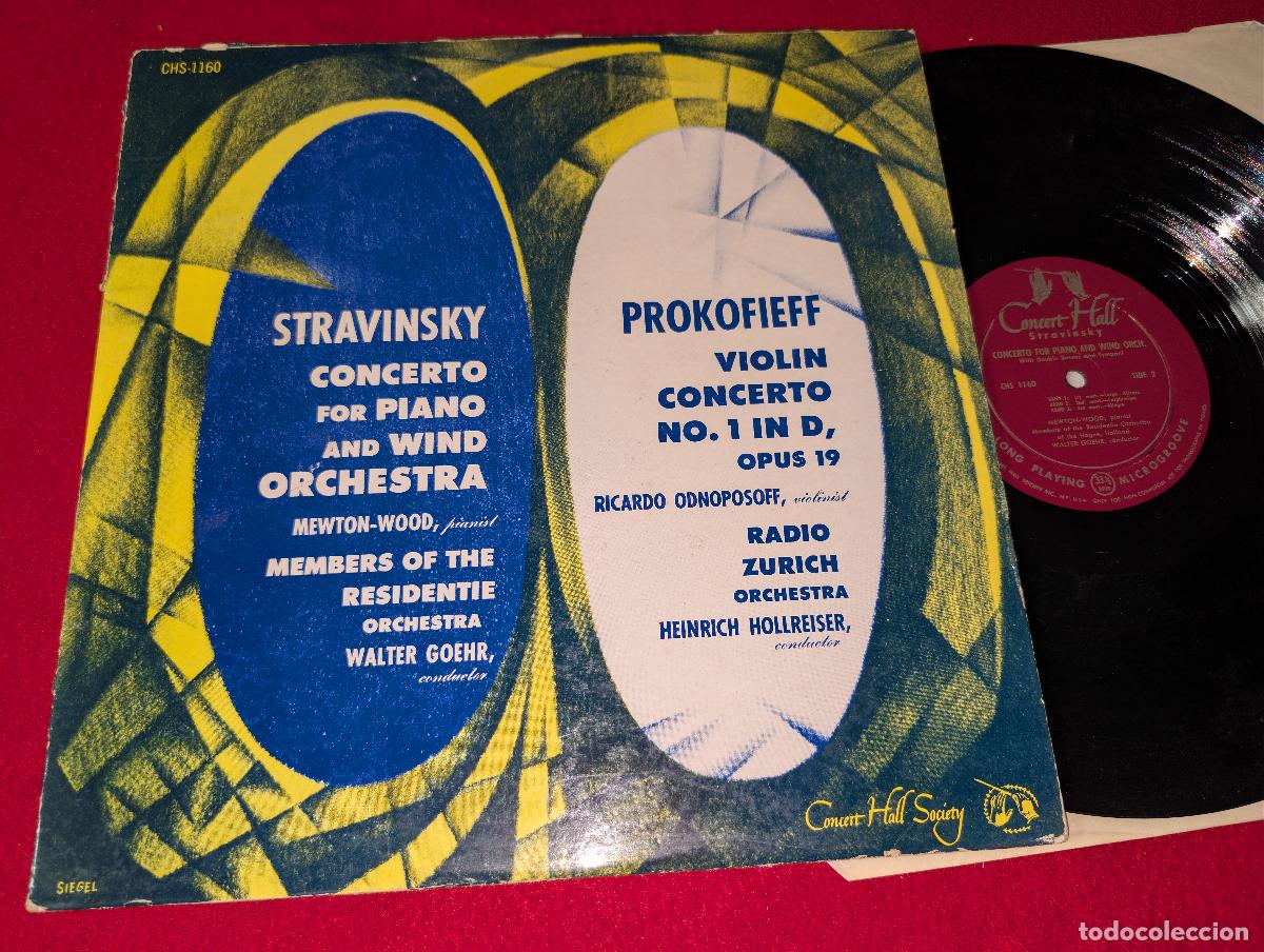 Discos de vinilo: ORQ. HAGUE holland dir Goehr MEWTON WOOD piano STRAVINSKY Concierto for piano and wind LP 1954 usa u