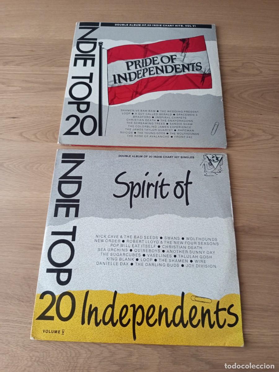 Discos de vinilo: LOTE 2 DOBLES LPS ORIGINALES. INDIE TOP 20 / VOMUME V y VI / MADE IN ENGLAND.