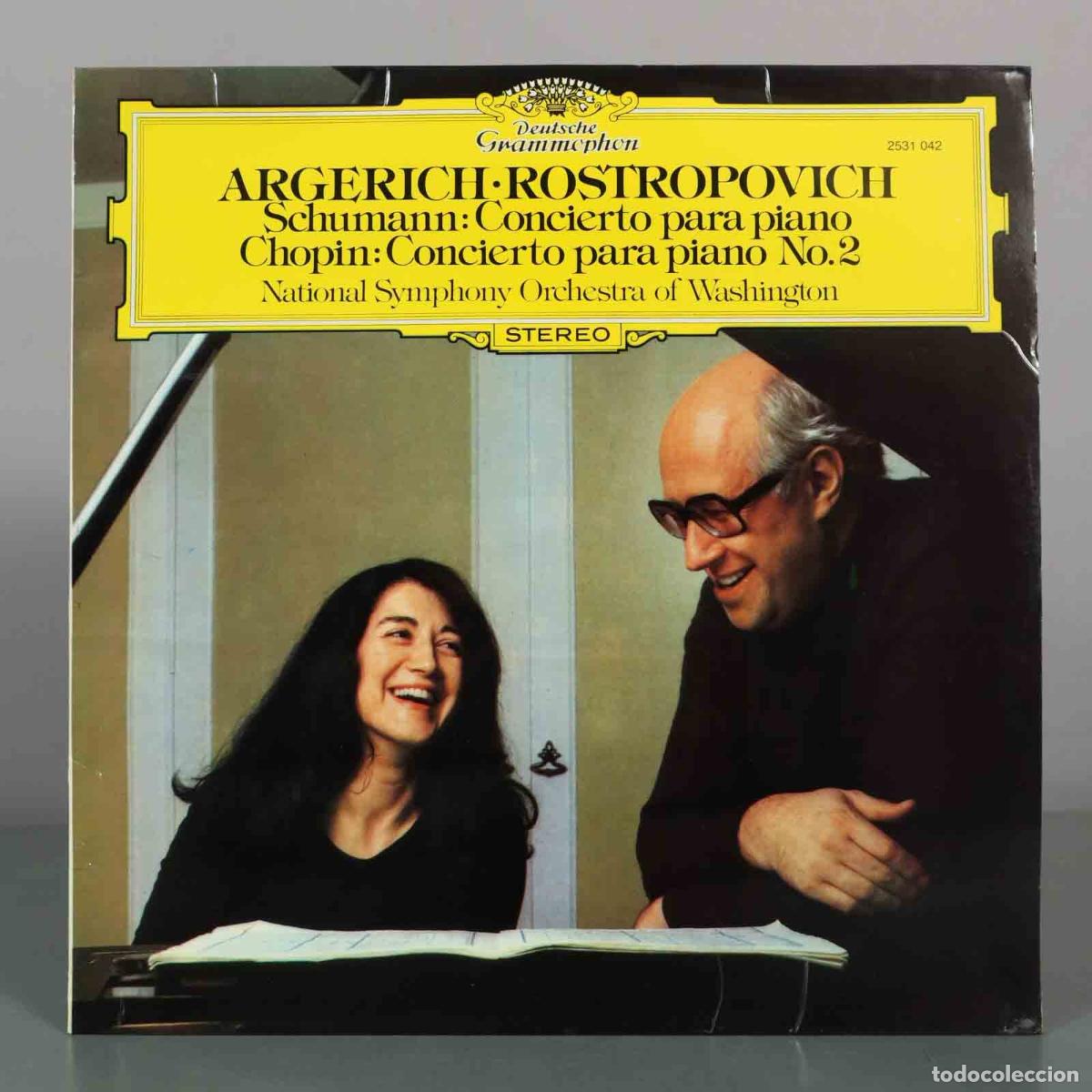 Discos de vinilo: LP. Schumann: Concierto para piano - Chopin: Concierto para piano No.2 - Martha Argerich, Mstislav