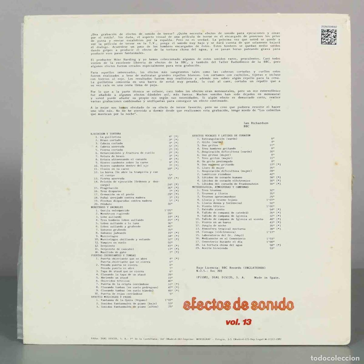 Discos de vinilo: LP. Efectos de sonido vol. 13 - HORROR - Foto 2