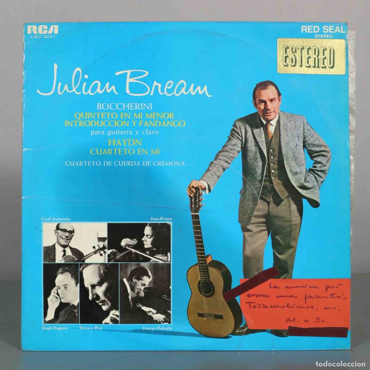 Discos de vinilo: LP. Boccherini Quinteto en mi menor Introducci&oacute;n y Fandango Haydn Cuarteto en mi - Julian Bream, Cu