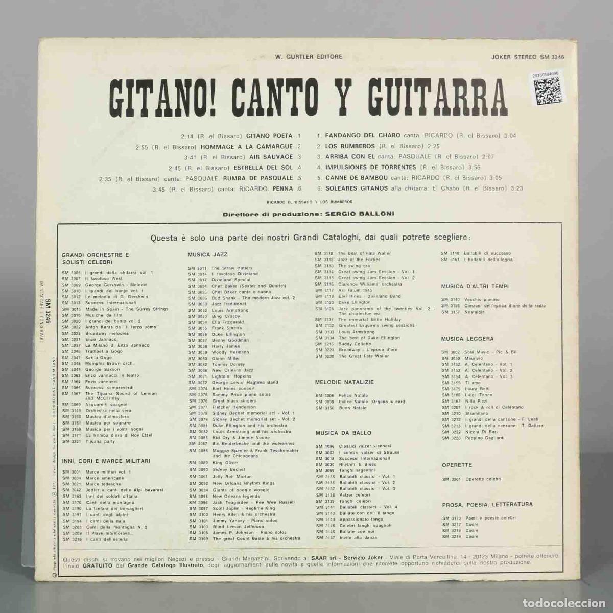 Discos de vinilo: LP. Gitano! Canto Y Guitarra - Ricardo El Bissaro - Foto 2