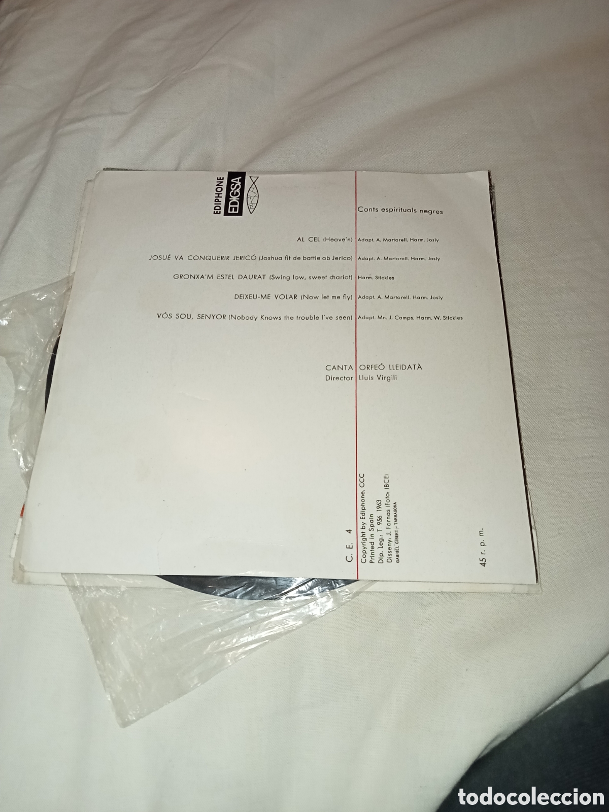 Discos de vinilo: Cants espirituals negres. Orfe&oacute;n lleidata - Foto 2