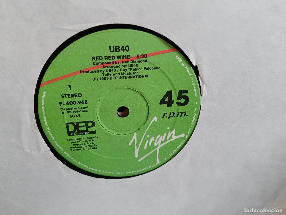 Discos de vinilo: UB40 Red Red Wine Maxi Sin portada Ver titulos y dem&aacute;s informaci&oacute;n en fotos.Pedido m&iacute;nimo 9,00 euros