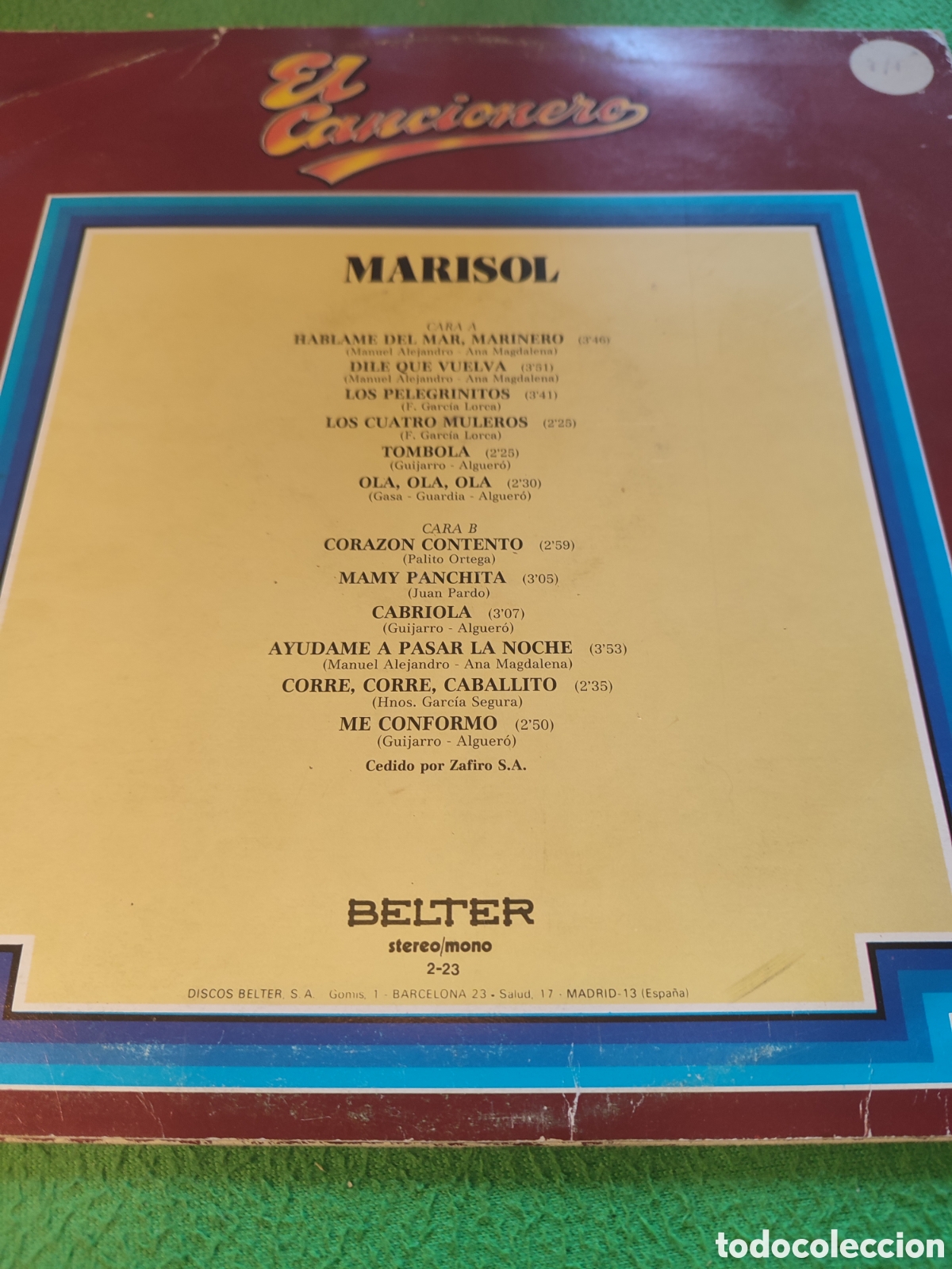 Discos de vinilo: Marisol - El cancionero volumen 23 - Foto 2