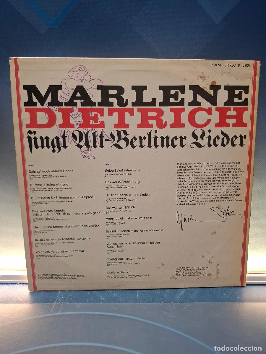 Discos de vinilo: Disco, Lp, Marlene Dietrich, Singt Alt Berliner Lieder, 1982 - Foto 2
