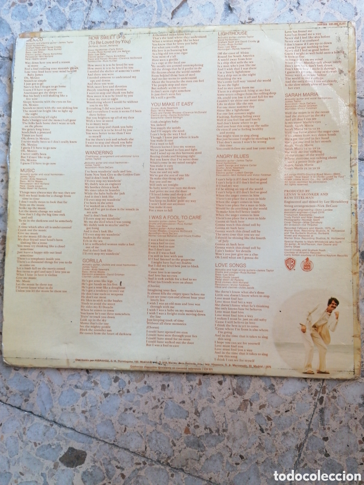 Discos de vinilo: LP JAMES TAYLOR GORILLA 1975 ESPA&Ntilde;A - Foto 2