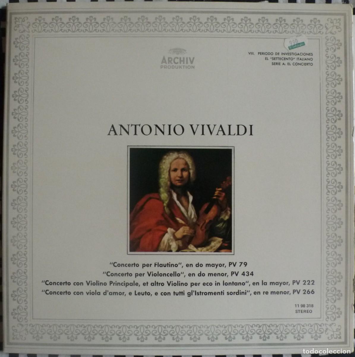 Discos de vinilo: ANTONIO VIVALDI - CONCERTOS (LP ARCHIV 1975 ESPA&Ntilde;A)