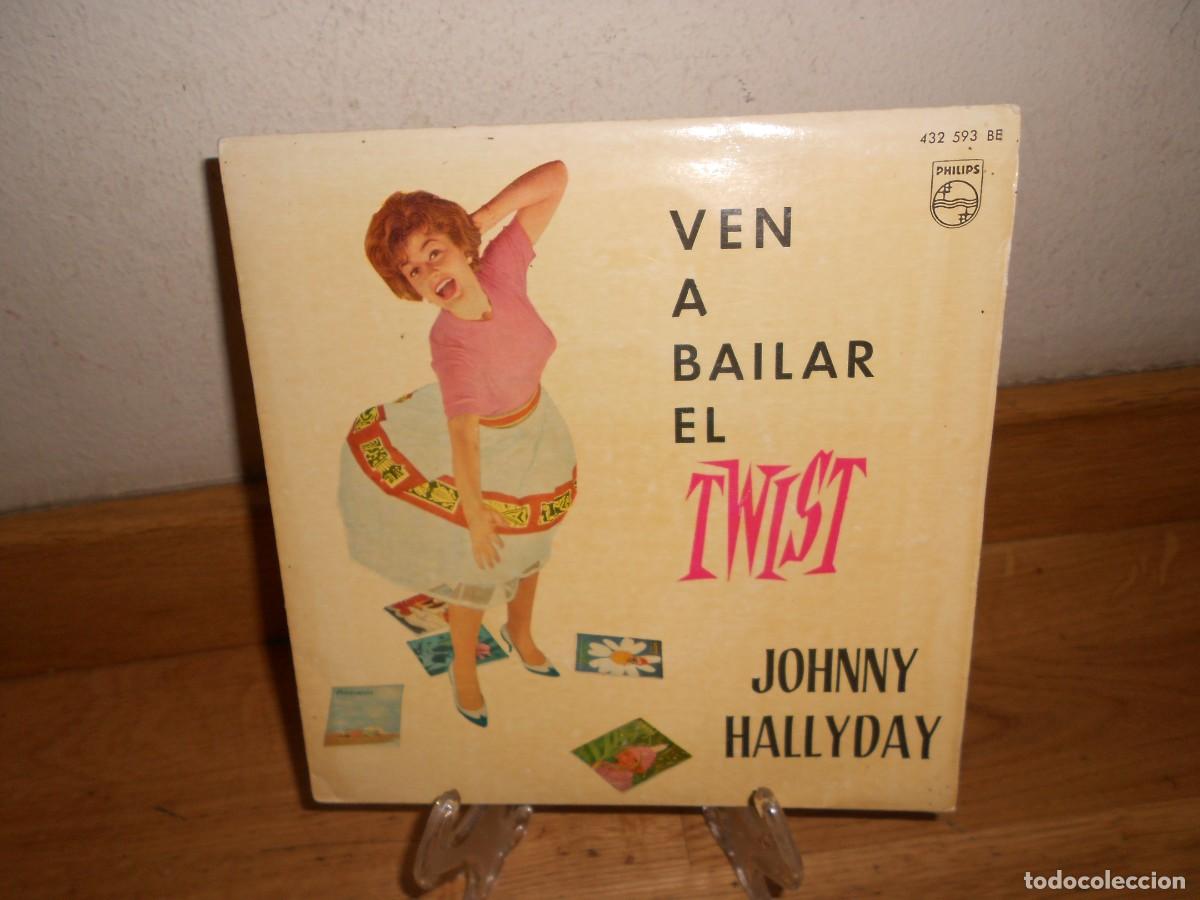 Discos de vinilo: JOHNNY HALLYDAY : ven a Bailar el TWIST - EP - DISCO de Color Amarillo - 1&euro;y+