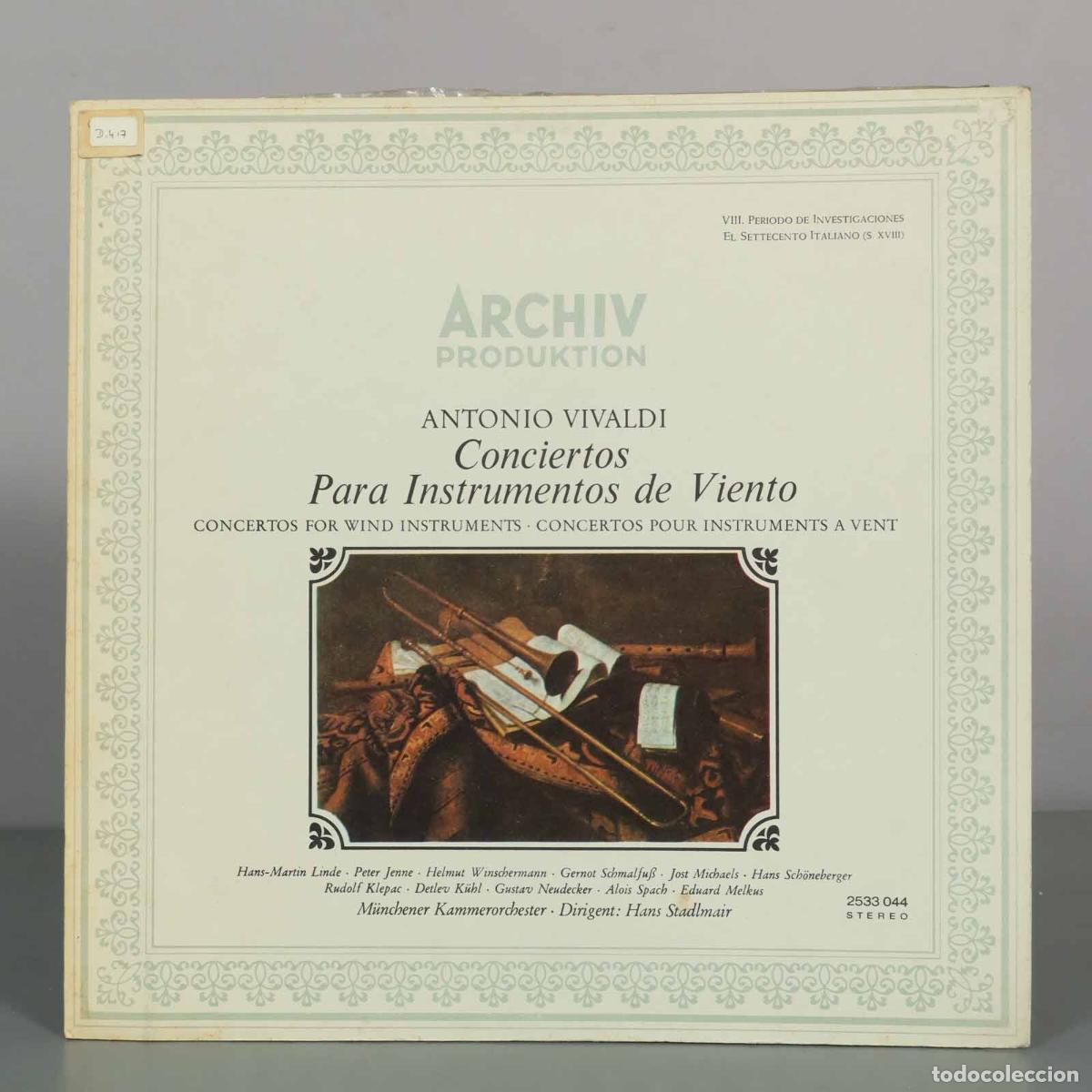 Discos de vinilo: LP. Antonio Vivaldi - Conciertos para Instrumentos de Viento - M&uuml;nchener Kammerorchester, Hans Stad