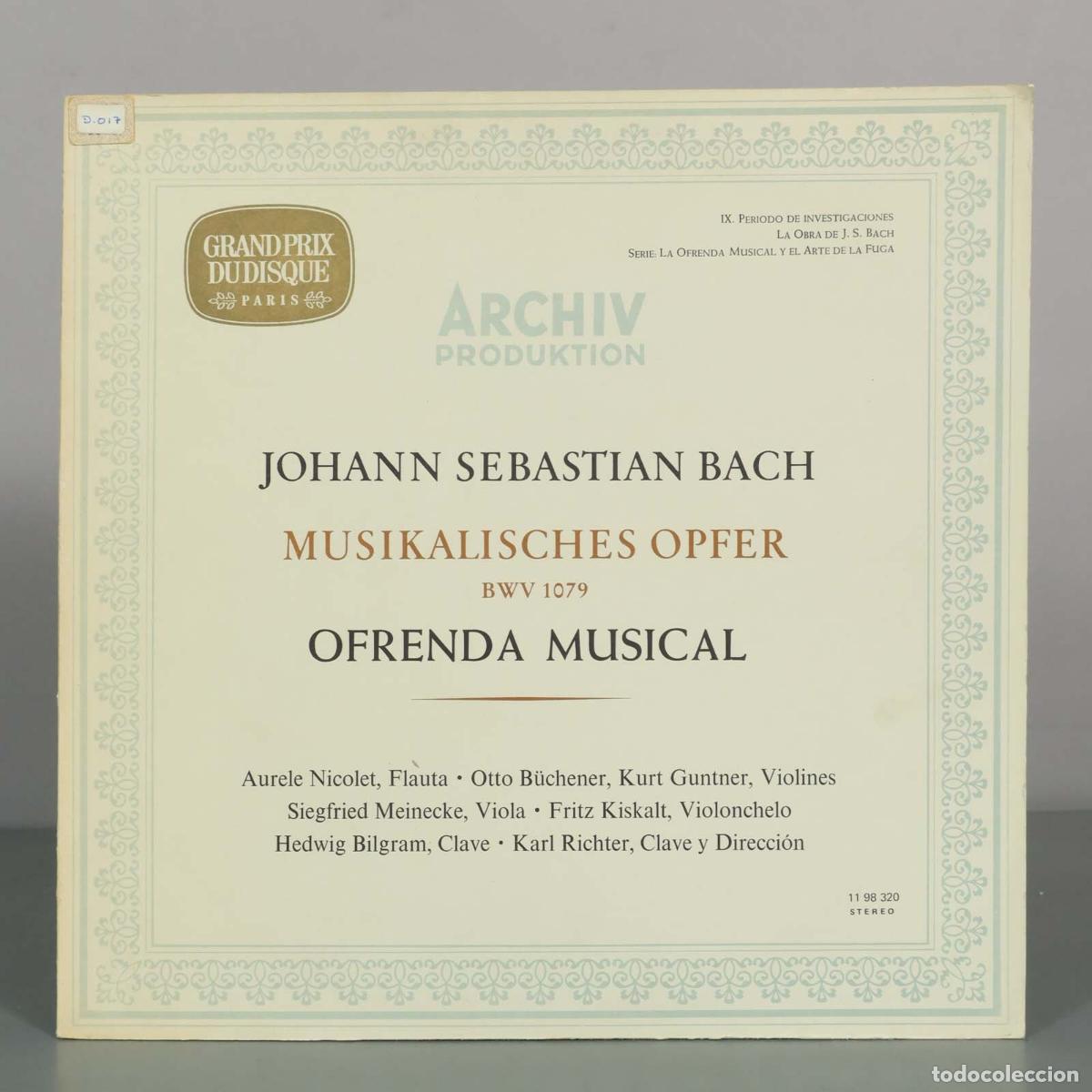 Discos de vinilo: LP. Musikalisches Opfer BWV 1079 = Ofrenda Musical - Johann Sebastian Bach - Aur&egrave;le Nicolet, Otto B