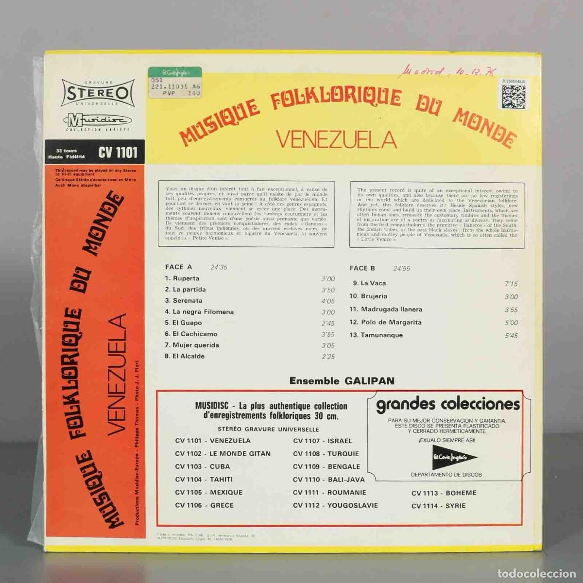 Discos de vinilo: LP. Venezuela - Ensemble Galipan - Foto 2