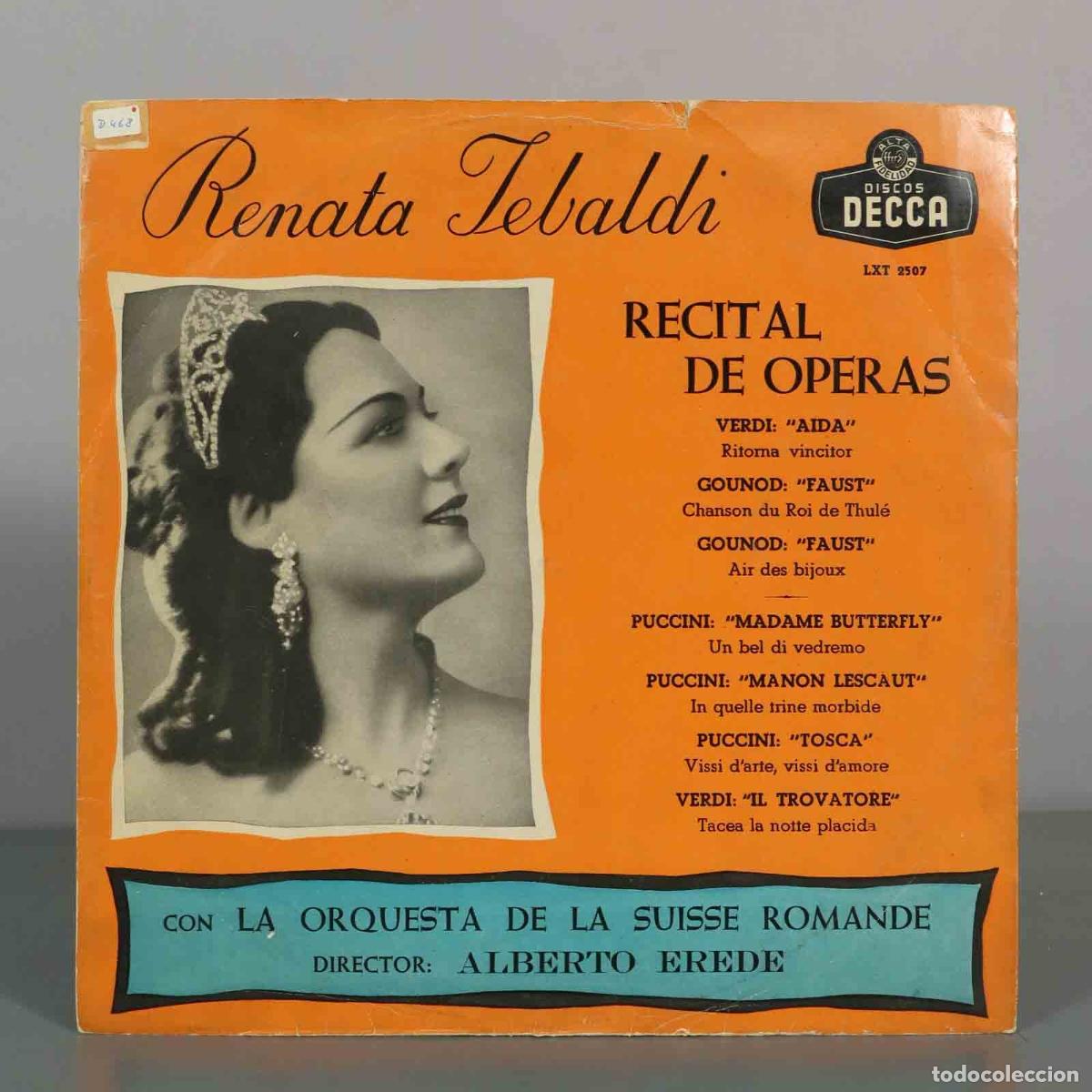 Discos de vinilo: LP. Recital de &Oacute;peras - Renata Tebaldi, Orquesta de la Suisse Romande, Alberto Erede