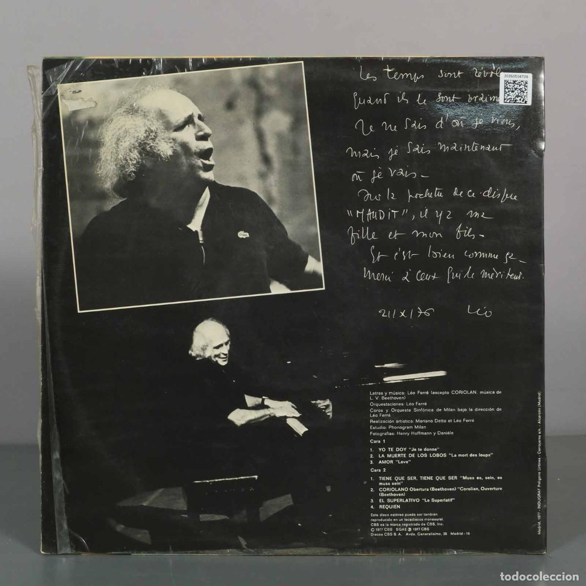 Discos de vinilo: LP. Je te donne - L&eacute;o Ferr&eacute; - Foto 2