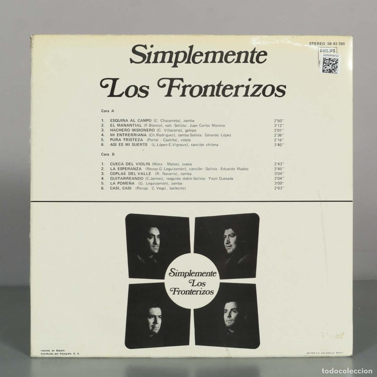 Discos de vinilo: LP. Simplemente Los Fronterizos - Los Fronterizos - Foto 2