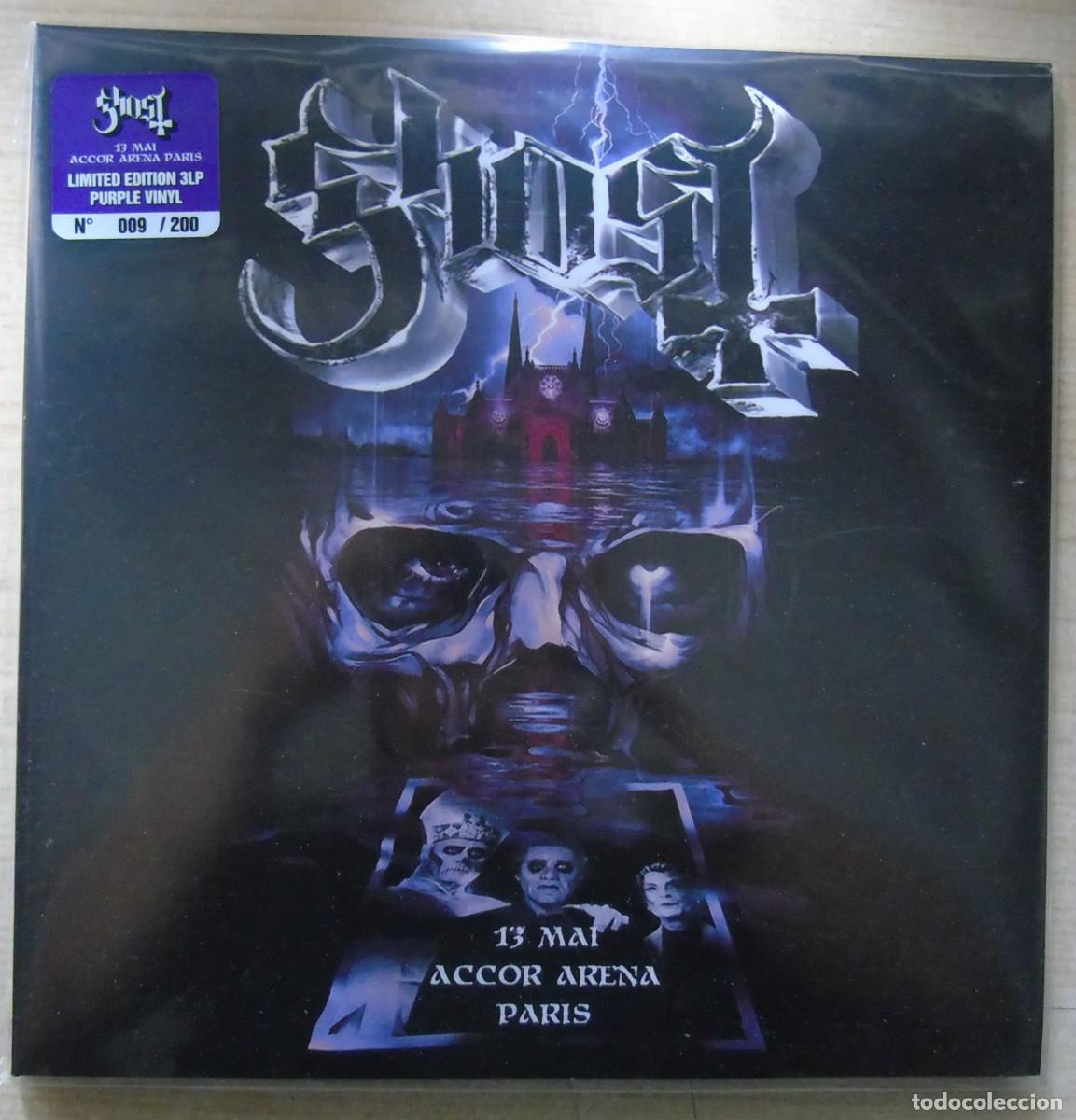 Discos de vinilo: Ghost &rdquo;Skeletour World Tour 2025-13 Mai, Accor Arena, Paris&rdquo; 3-LP vinilo p&uacute;rpura edici&oacute;n numerada