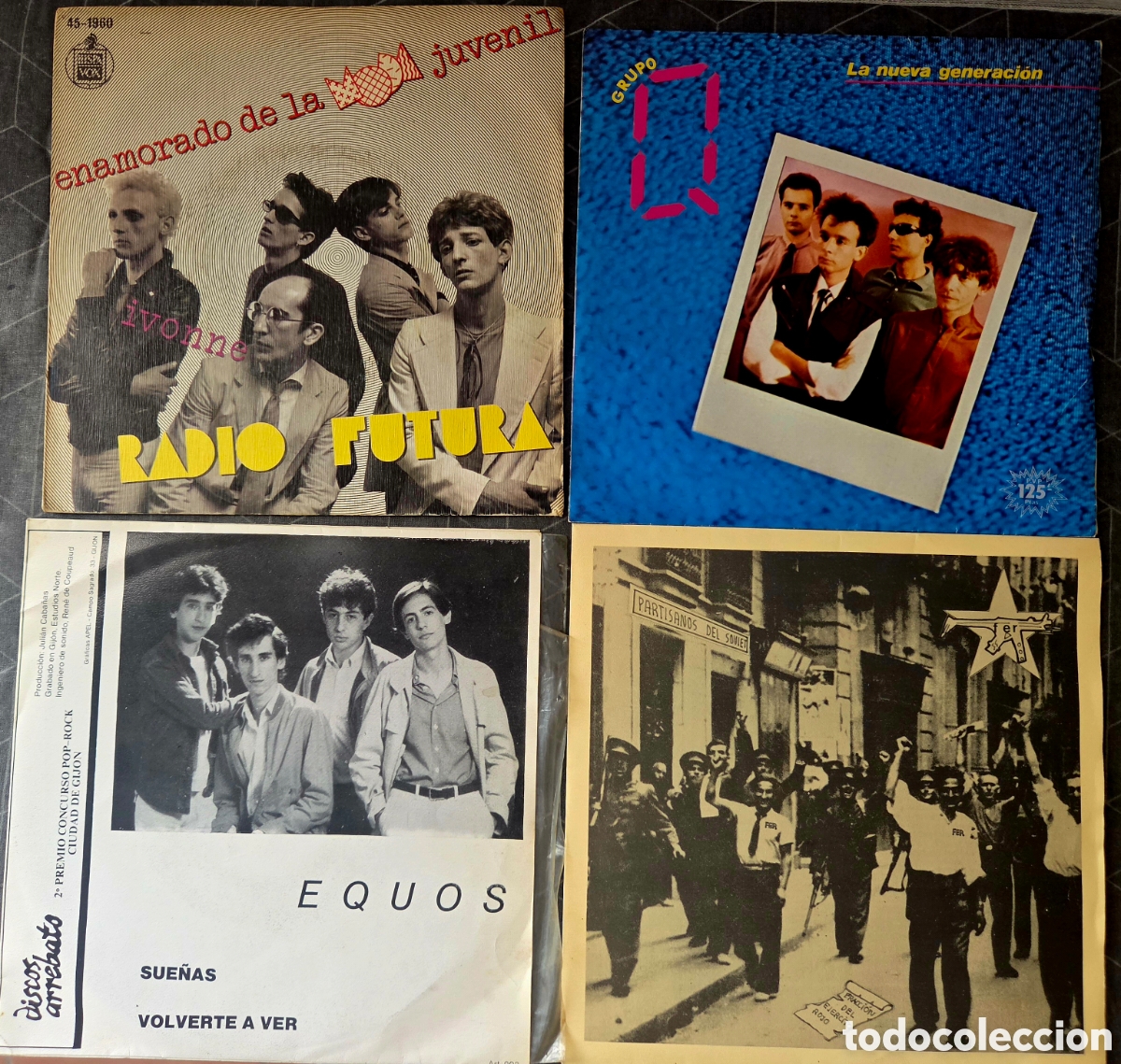 Discos de vinilo: LOTE 4 SINGLES DE LA MOVIDA MADRILE&Ntilde;A.EQUOS.RADIO FUTURA.GRUPO Q.PARTISANOS DEL SOVIET.