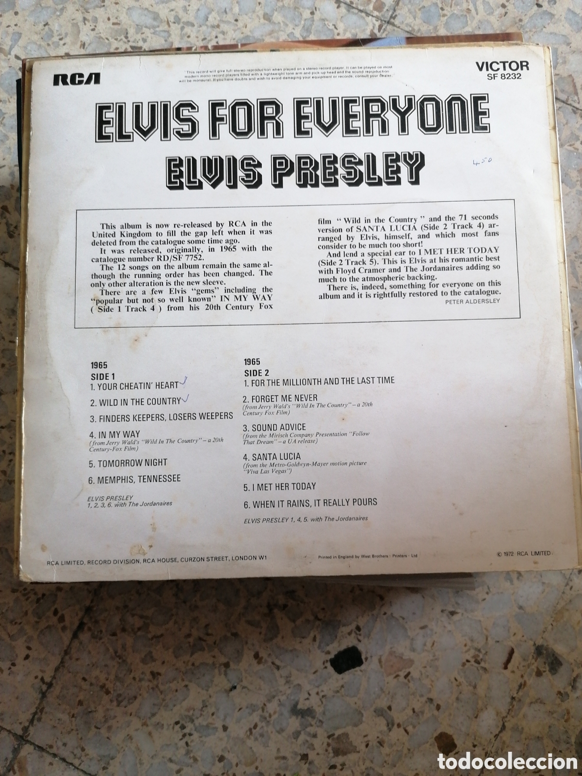 Discos de vinilo: LP ELVIS PRESLEY FOR EVERYONE 1972 UK - Foto 2