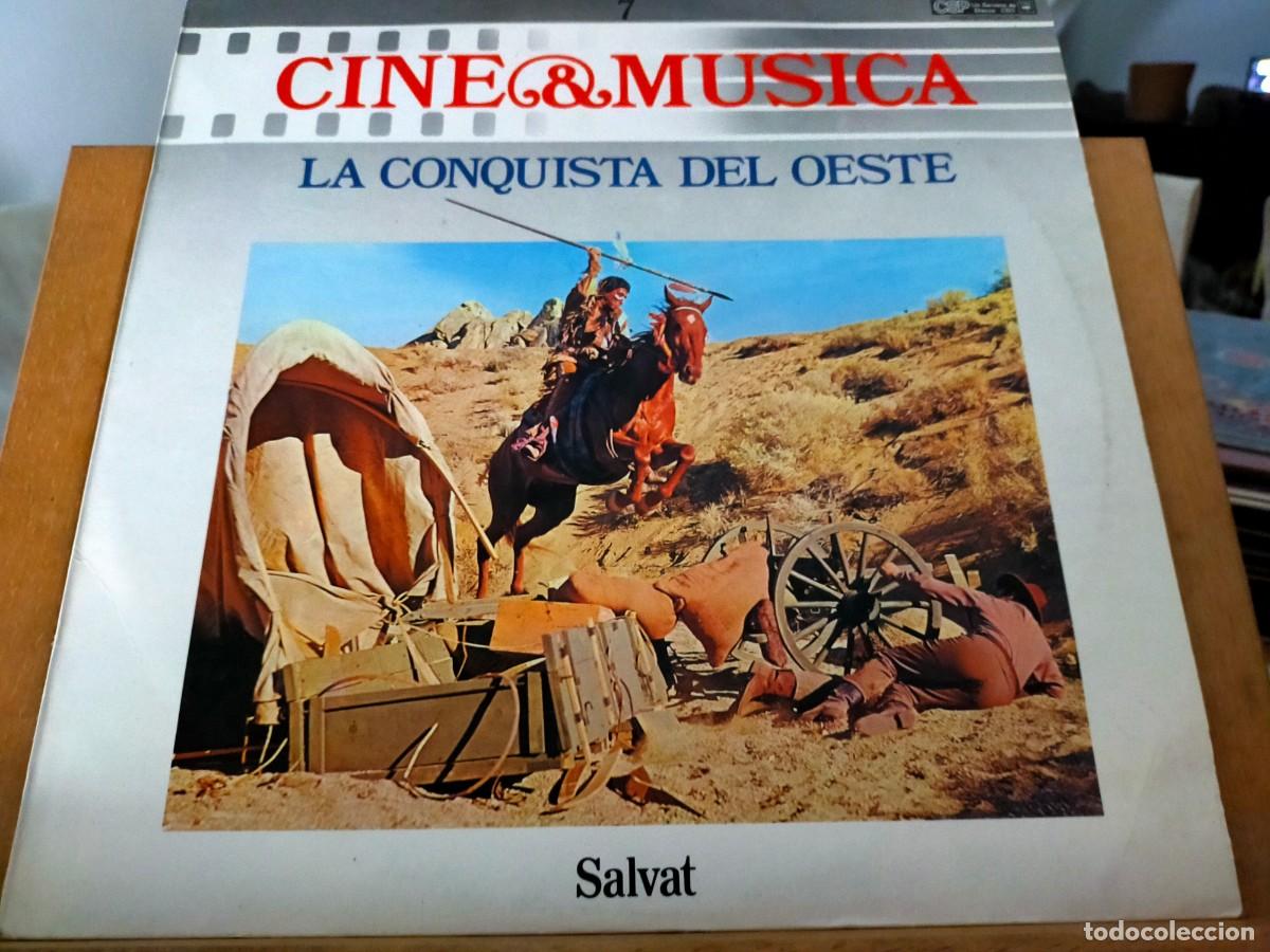 Discos de vinilo: CINE Y M&Uacute;SICA SALVAT. LA CONQUISTA DEL OESTE. ORQUESTA DE METRO-GOLDWN-MAYER. 16 TEMAS. CBS. 1987