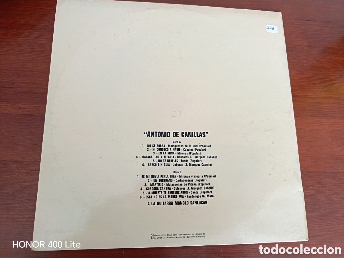 Discos de vinilo: LP Vinilo Antonio de Canillas 1976 - Foto 2
