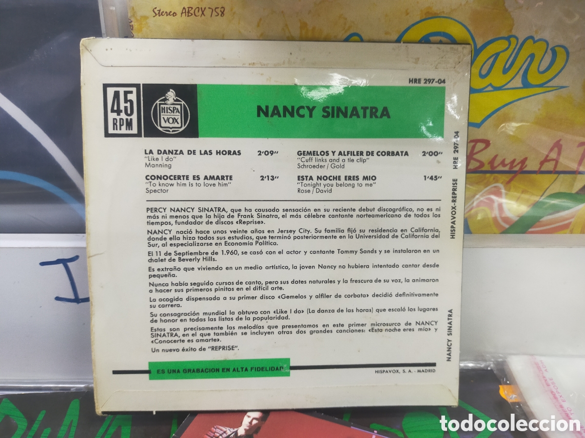 Discos de vinilo: Nancy Sinatra ep la danza de las horas + 3 1964 - Foto 2